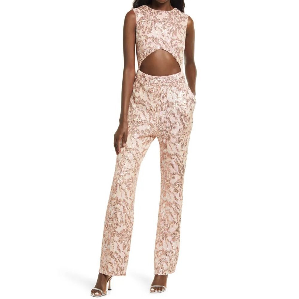 SHO BY TADASHI SHOJI Cutout Sleeveless Sequin Jumpsuit - Picture 4 of 8